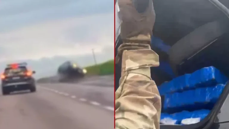 VÍDEO: motorista foge da PRF e tomba carro com quase 700 kg de maconha em rodovia do Paraná