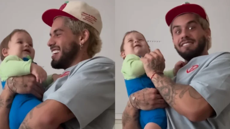 Em brincadeira com Zé Felipe, José Leonardo fala “papai” pela 1ª vez; veja