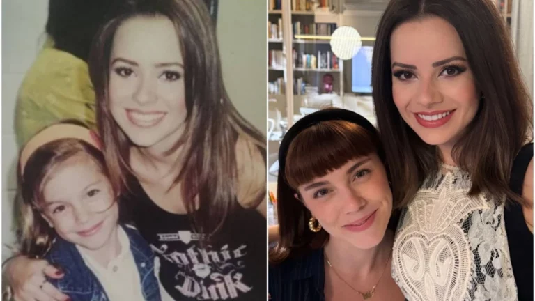 Alice Wegmann reproduz foto de infância com Sandy; veja