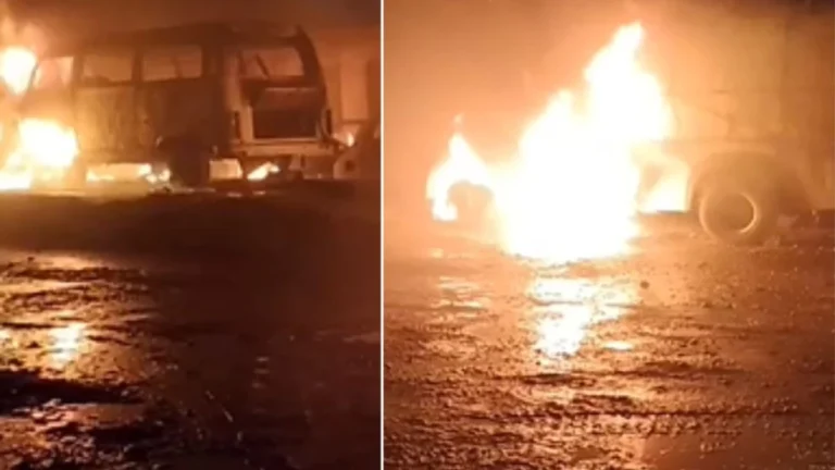 Morador de rua dorme com vela acesa dentro de ônibus e provoca incêndio em oito veículos de leilão