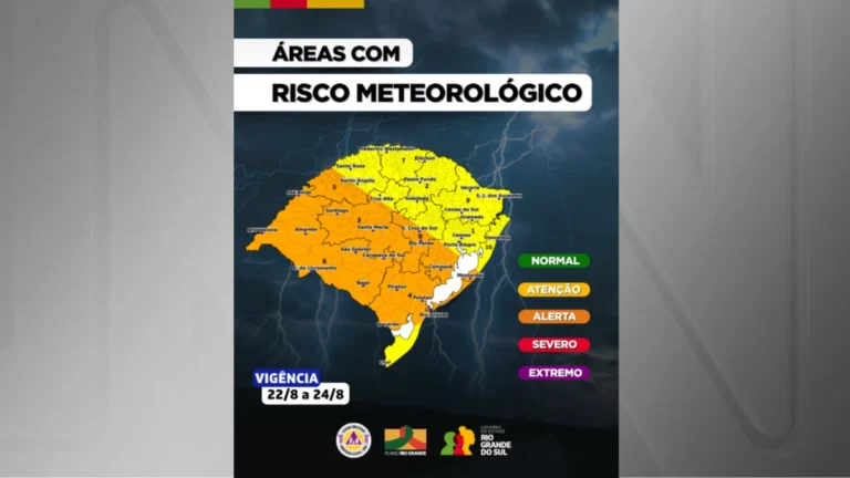 RS tem alerta de chuva intensa com ventania e granizo