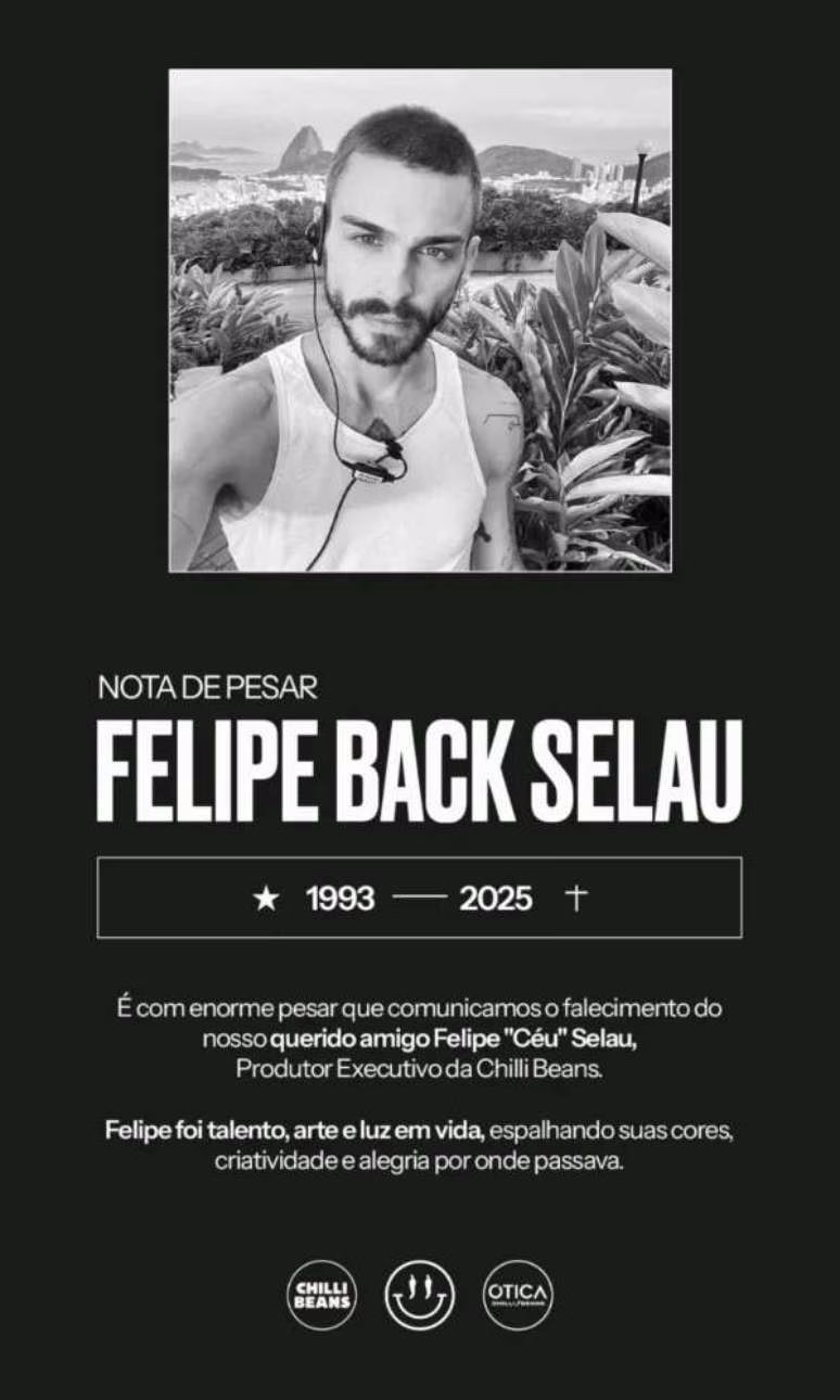 Chilli Beans se pronuncia após morte de Felipe Selau, ex-Malhação