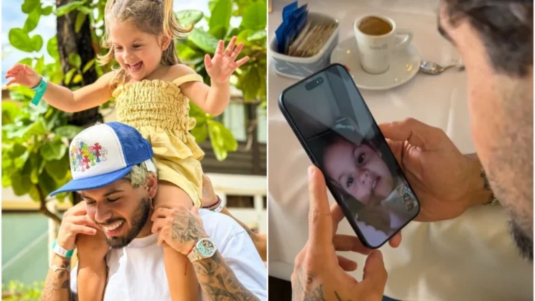 Zé Felipe comemora aniversário de Maria Flor por chamada de vídeo