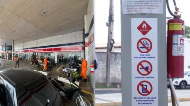 Área externa de posto onde homem acendeu cigarro e causou incêndio é irregular, diz Corpo de Bombeiros