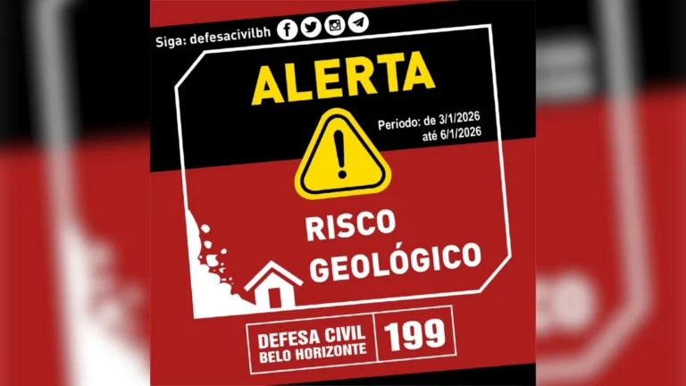 Defesa Civil de BH emite alerta de risco geológico forte para toda cidade