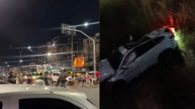 Veículo cai sobre a linha férrea após perseguição policial no RJ