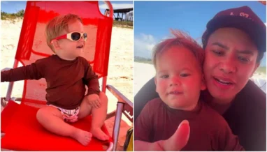 Zé Felipe mostra filhos curtindo praia no Rio de Janeiro; veja