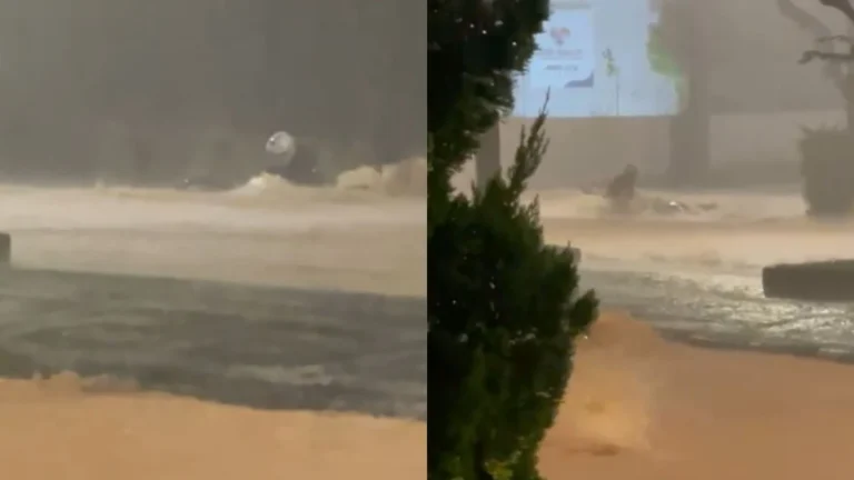 Vídeo: Motociclista é levado por enxurrada após chuvas em Juiz de Fora (MG)