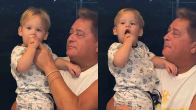 Leonardo vira alvo de críticas após vídeo com bebida alcoólica no rosto do neto, José Leonardo