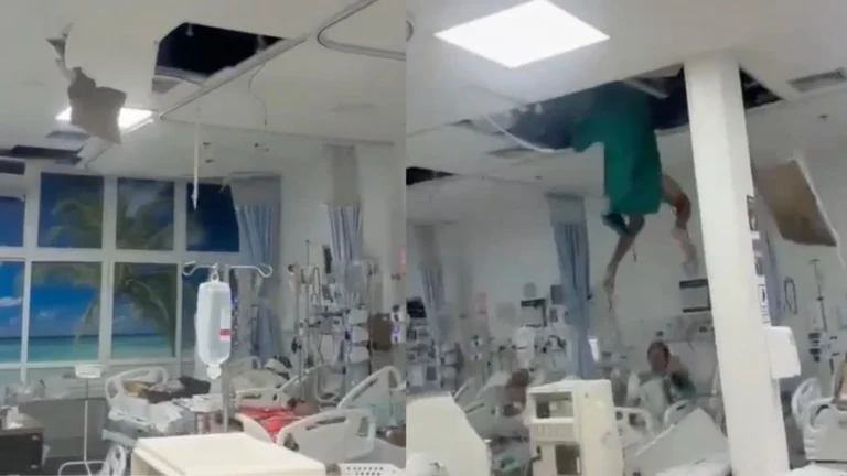 Vídeo: Paciente cai de teto de hospital na Baixada Fluminense (RJ)