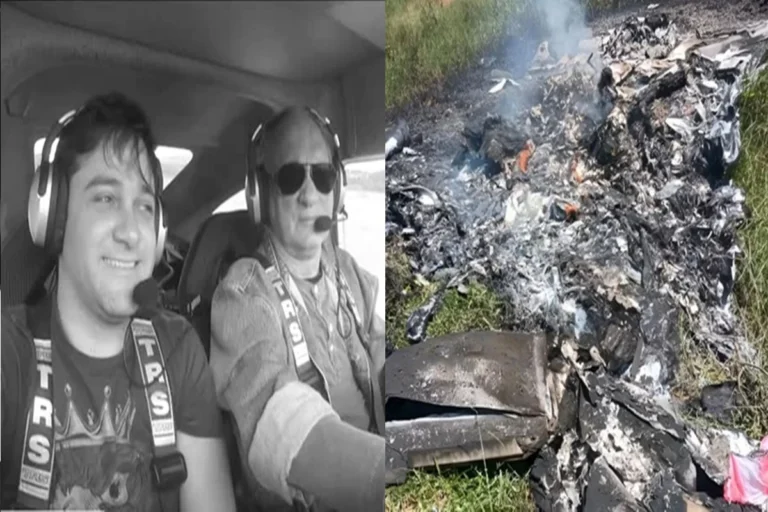 Pai e filho morrem juntos após queda de avião chocante