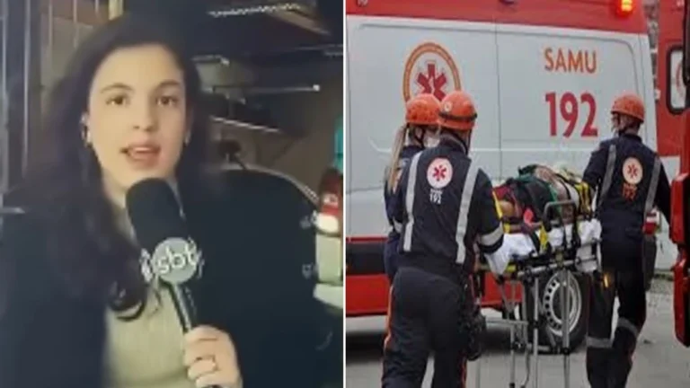 Repórter do SBT é atropelada AO VIVO por viatura da polícia e cena assusta telespectadores