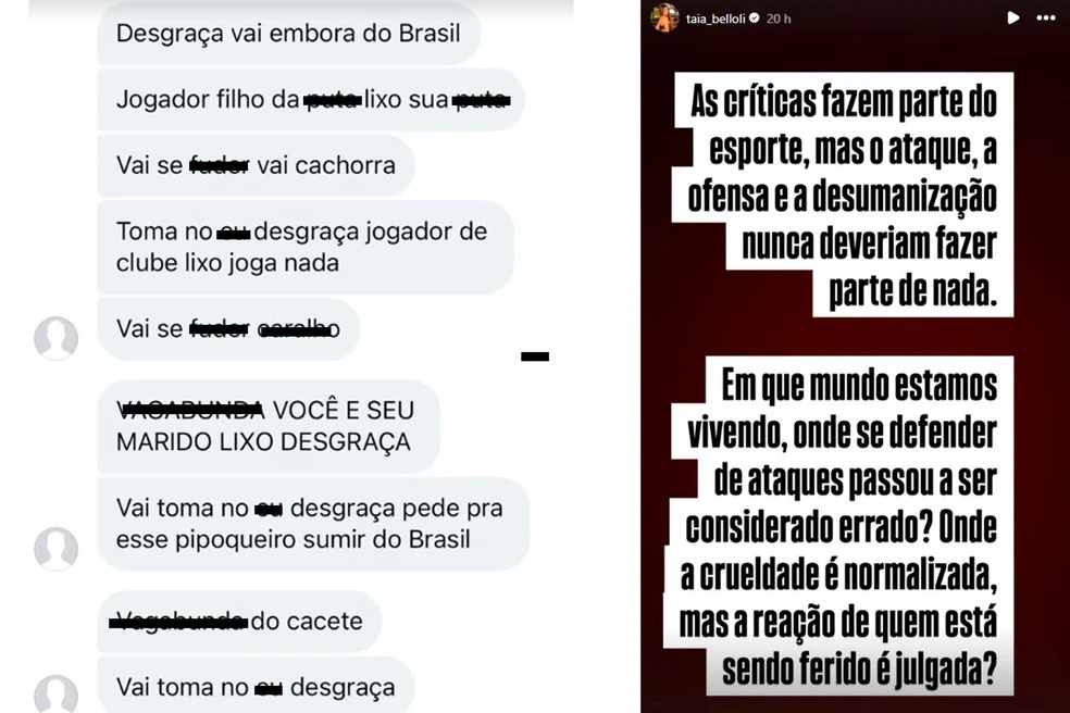 Esposa de Raphinha desabafa após ataques e expõe mensagens ofensivas nas redes