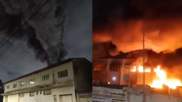 Incêndio de grandes proporções atinge galpão em Guarulhos; veja imagens