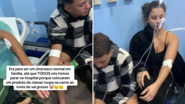Família confunde percarbonato de sódio com sal grosso durante churrasco e vai parar no hospital: ‘Parece filme de comédia’