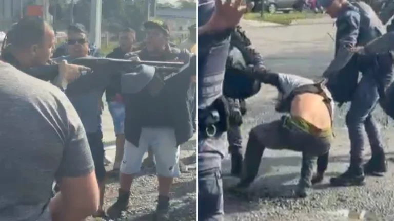 PMs e caminhoneiros entram em confronto durante greve no litoral de SP