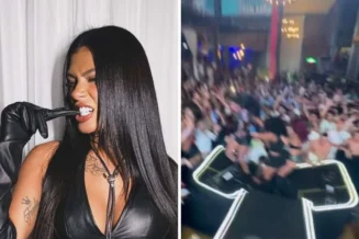 Pocah e suas dançarinas sofrem queda após palco desabar durante show; assista
