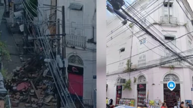 Fachada de casarão histórico desaba em Belém e área é isolada