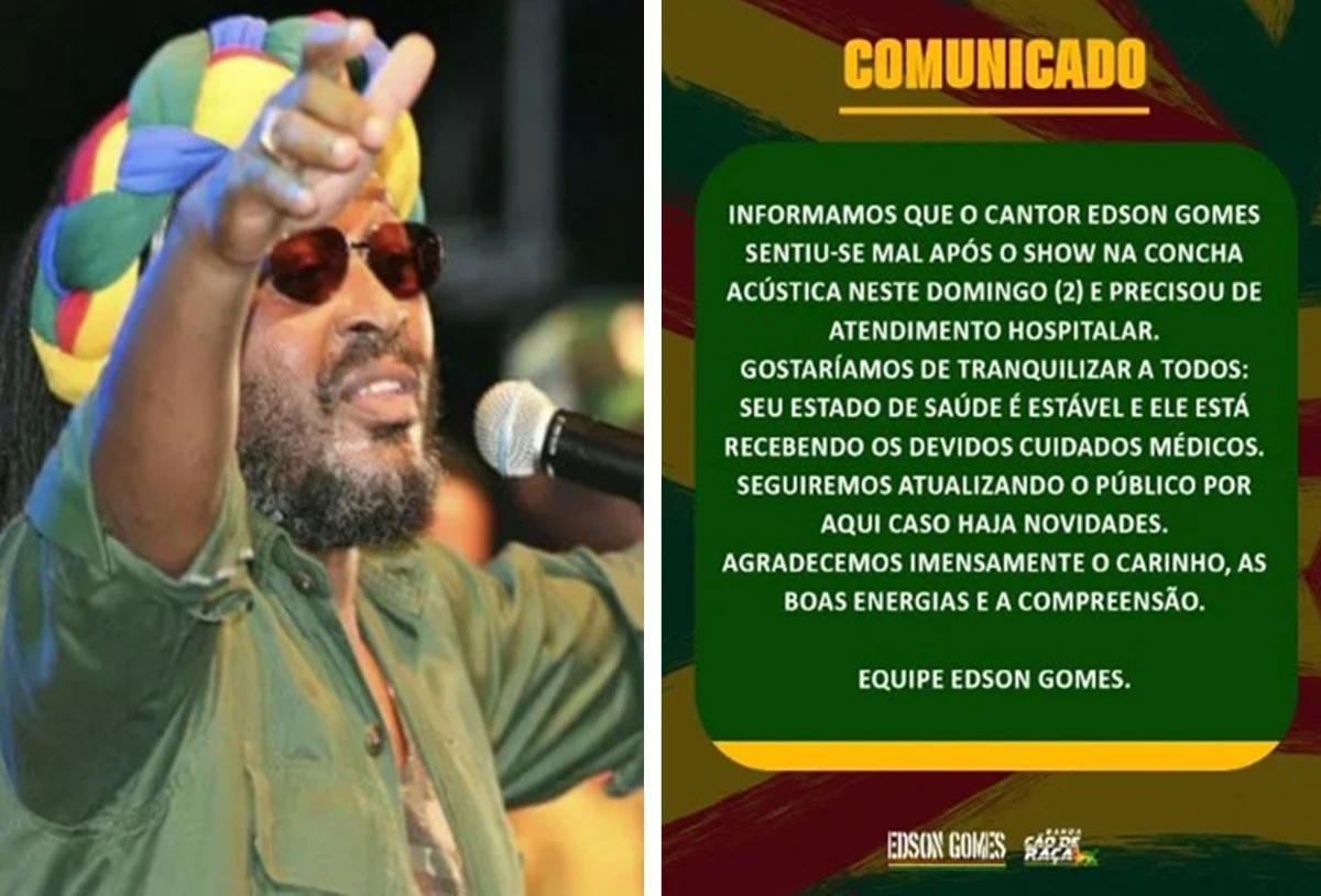Boletim traz nova informação sobre a saúde de Edson Gomes após internação