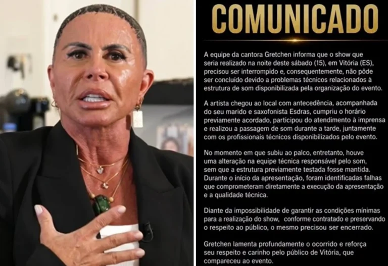 Gretchen se revolta após cancelamento de show e faz desabafo nas redes