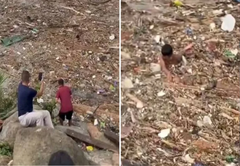 Vídeo: Criança tenta sobreviver à enchente enquanto pessoas ficam só filmando